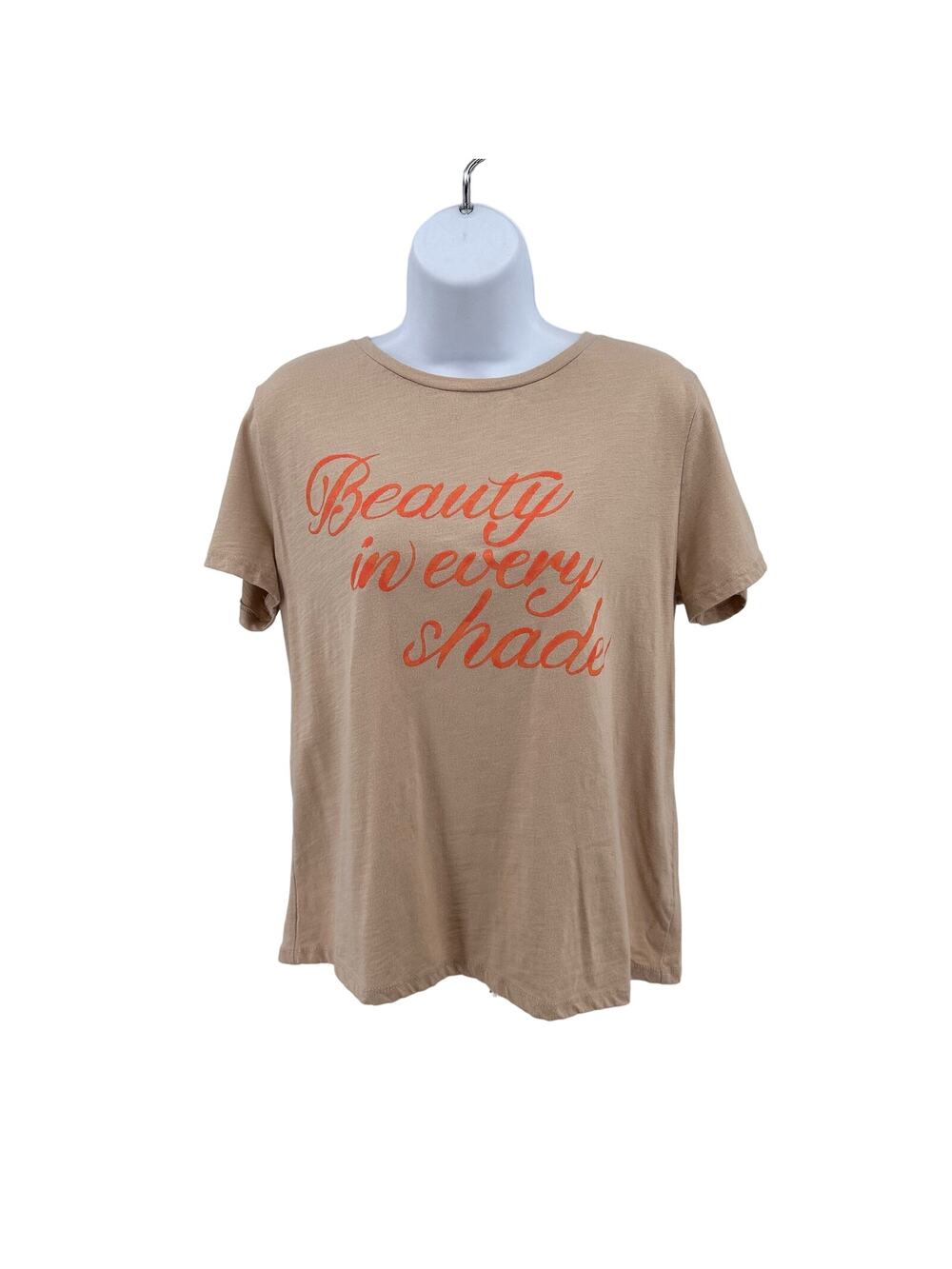 Nine West Tan Graphic T-Shirt Womens Large Crew Neck Short Sleeve Regular Fit